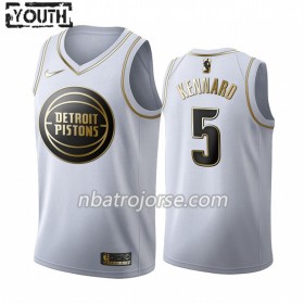 Barn Detroit Pistons Tröja Luke Kennard 5 2019-20 Nike Vit Golden Edition Swingman